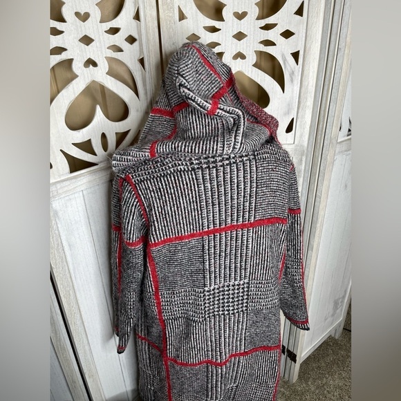 Joseph A Women's XS Knit Striped Sweater Long Open Cardigan Oversized Black Red - Picture 5 of 7